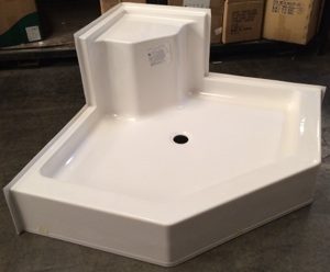 48x48 Fiberglass Corner Shower Pan (White or Bone)