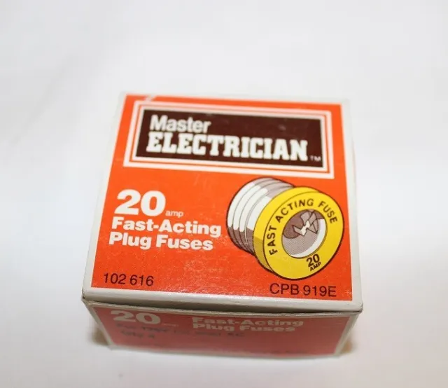 Master Electrician Edison Base (Fast-Acting) Plug Fuses 20 Amp 125V (4 Per Pack)