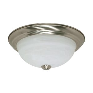 11" Brushed Nickel Double Light Fixture With Alabaster Glass Shade