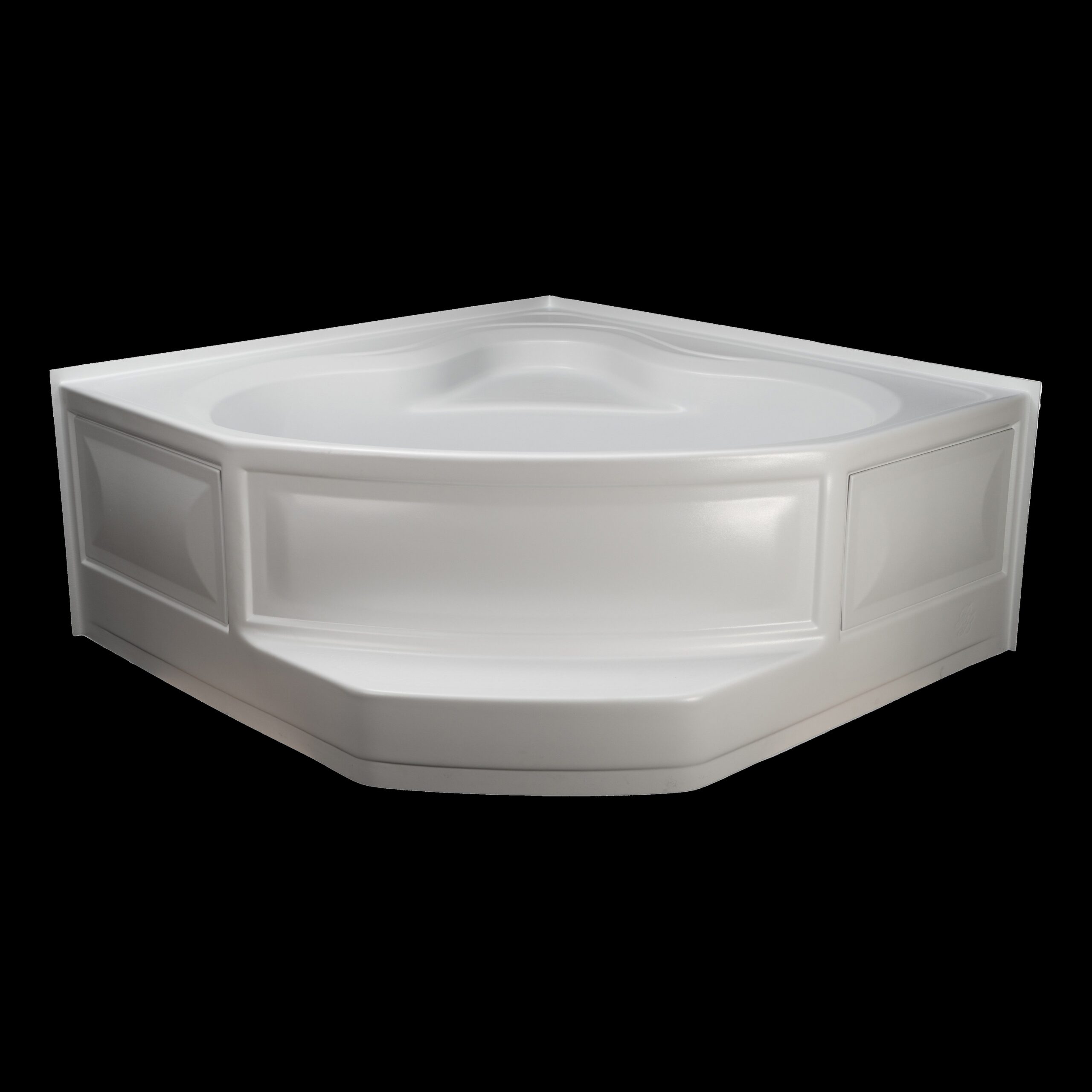 54X54 White Plastic Corner Tub With Right Drain