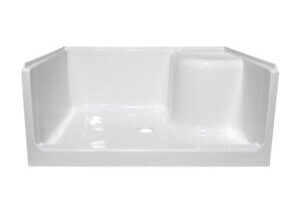 48" X 34" ACRYLIC SHOWER PAN RIGHT SEAT - WHITE