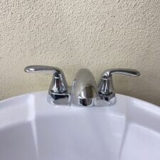 4" Lavatory Faucet With Teapot Handles And Brass Connections - Chrome